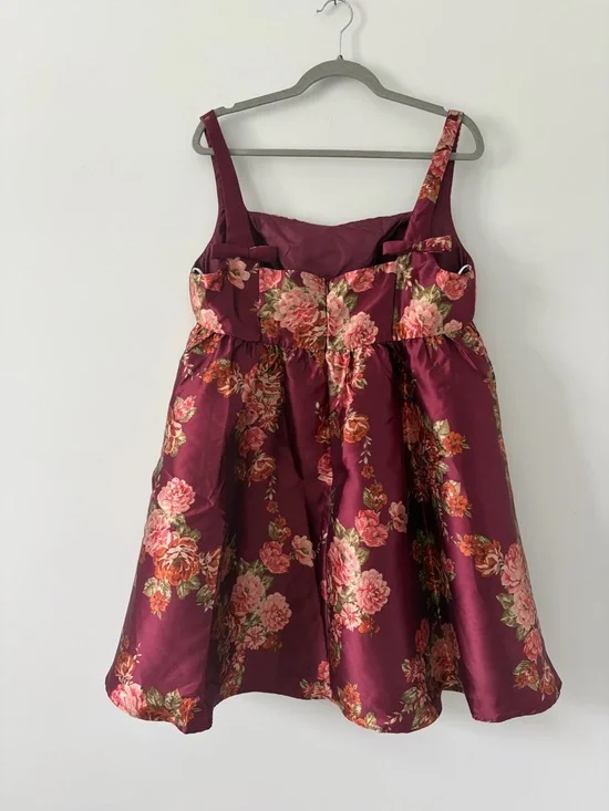 Lulu’s Unbelievably Lovely Red Floral Babydoll Empire Waist Mini Dress NWT XL - Picture 10 of 13